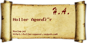 Holler Agenór névjegykártya